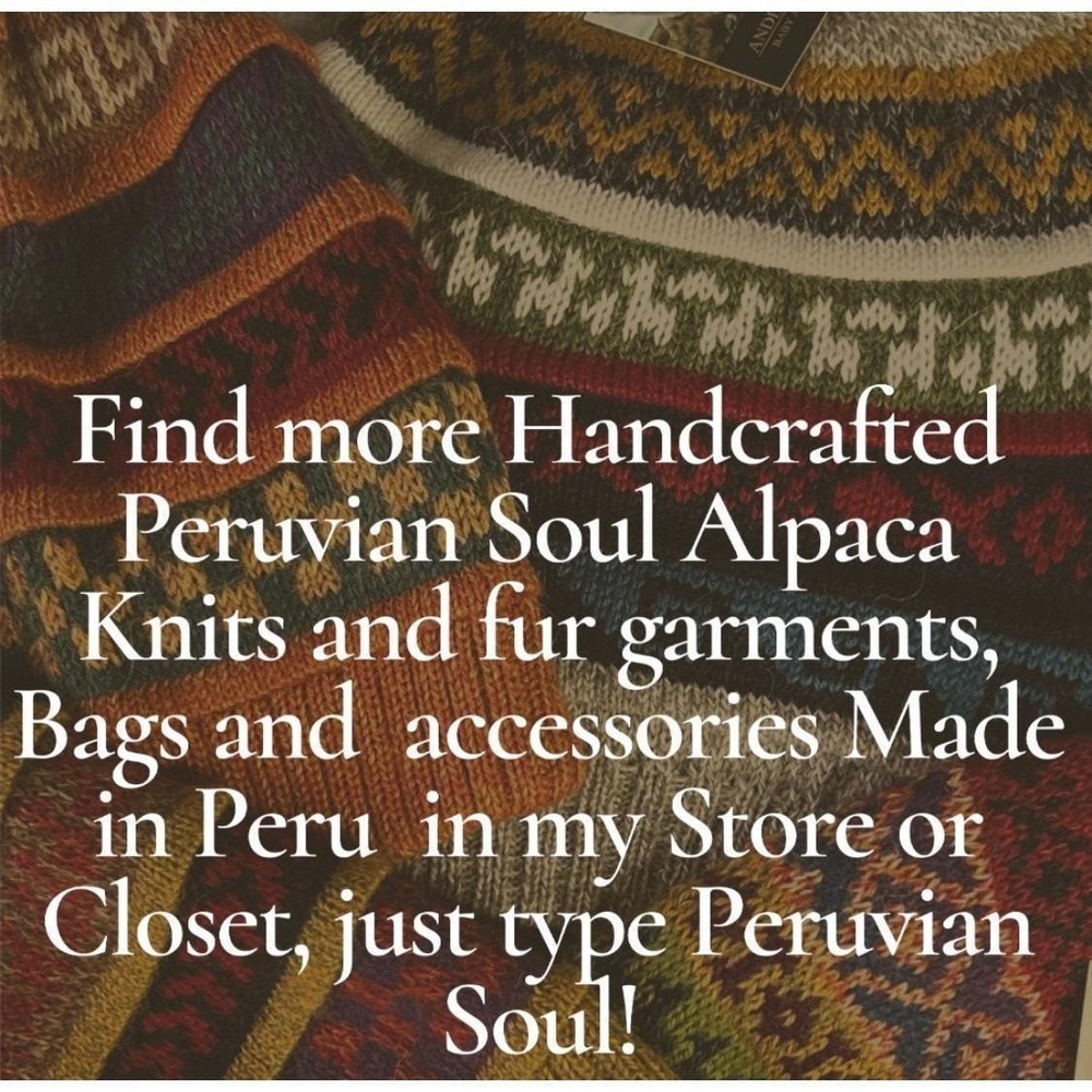 Peruvian Soul Alpaca Navy Knit Shawl Wrap Poncho Cape Ruana w/ Horn Toggle Pin - Picture 9 of 16